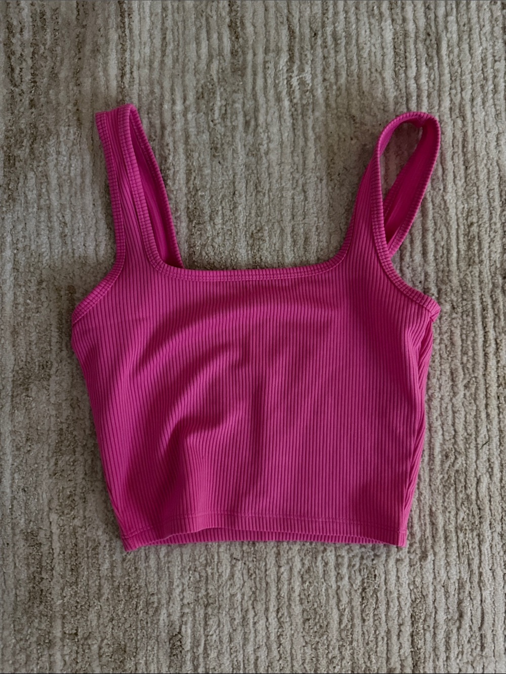 Hollister Hot Pink Ribbed Square Neck Crop Tank